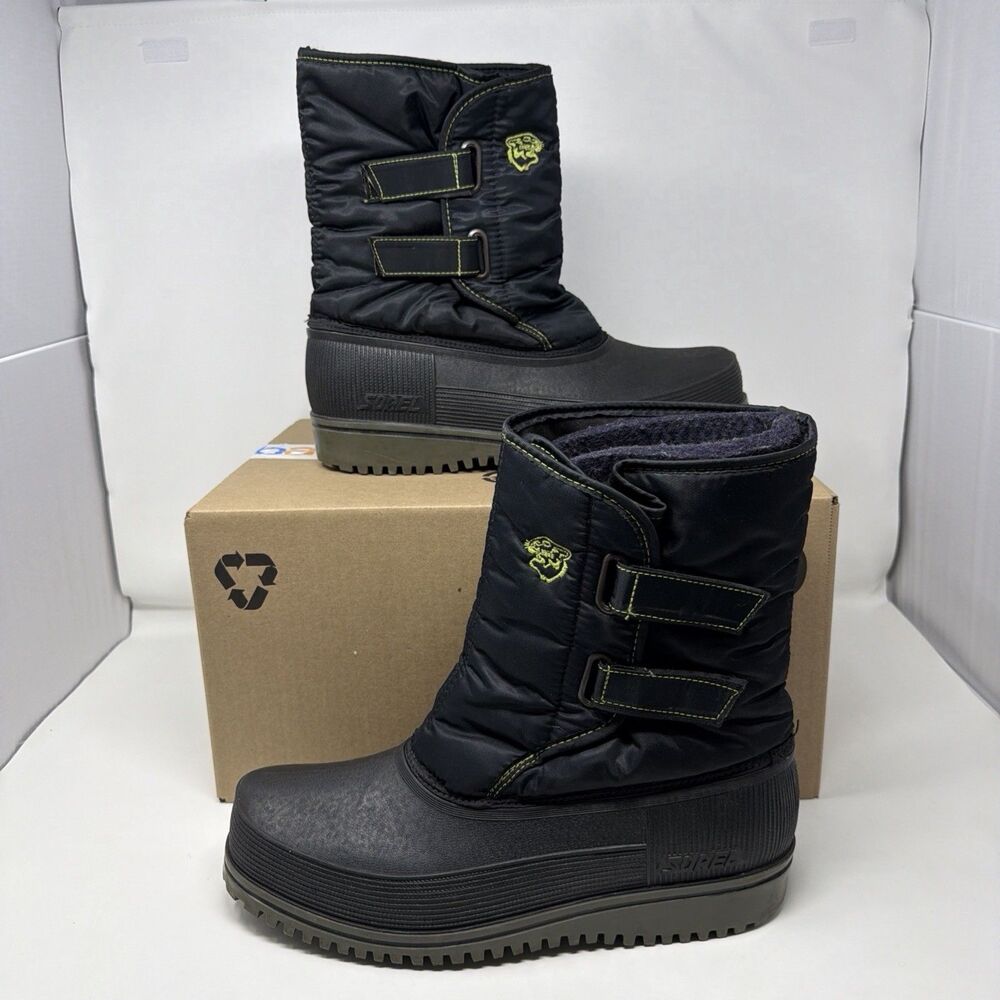 Vintage Sorel Snowbear Kaufman Era Canada Mens 12 Black Wool Lined Snow Boot